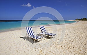 Beach chairs on an empty beach