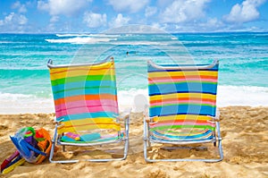Beach chairs with kid's toys