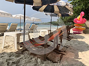 Beach chairs on Koh Samet