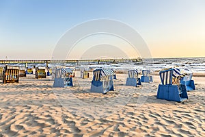 Beach chairs in morning light at the beach