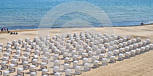 Beach chairs near Sellin Pier