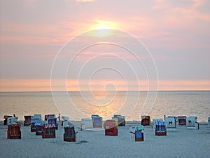 Beach chairs (Strandkoerbe) on the beach