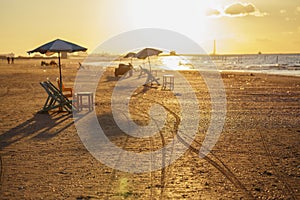 Beach chairs and tables, Ras Elbar, Damietta, Egypt