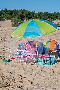 Beach chairs and toys for summertime fun