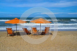 Beach Chairs and Umbrellas in the Outer Banks