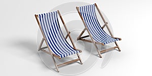 Beach chairs on white background. 3d illustration