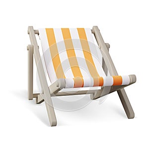 Beach chaise longue for summer rest. Wooden deck chair.