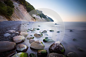 Beach and chalk cliffs on the Rugen Island, Jasmund National Park, Germany