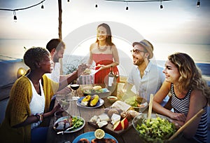 Beach Cheers Celebration Friendship Summer Fun Dinner Concept