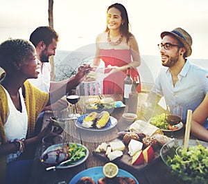 Beach Cheers Celebration Friendship Summer Fun Dinner Concept