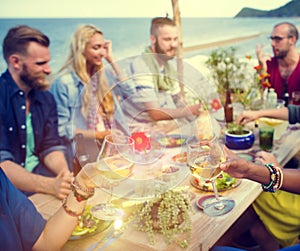 Beach Cheers Celebration Friendship Summer Fun Dinner Concept