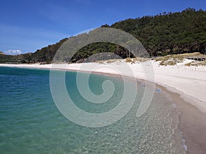 Beach of Cies Islands in Galicia Spain