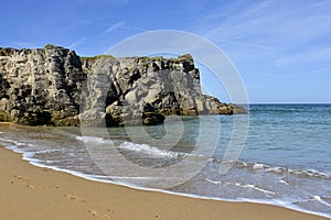 Beach and cliff at Quiberon peninsula in France