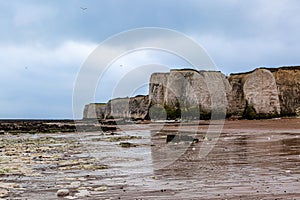 The beach and cliffs at Botany Bay on the Kent coast, on a winter\'s day