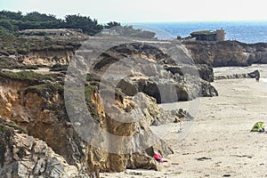 Beach and cliffs on the coastal highway in california