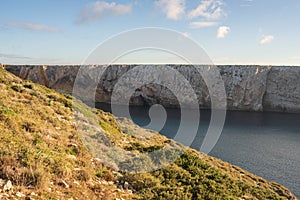 Beach cliffs in Sagres coast in Portugal