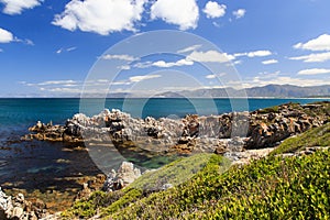 Beach, cliffs, sea and rockpools at De Kelders - Overberg