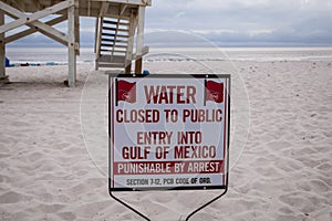A beach closing due to rough water.