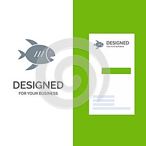 Beach, Coast, Fish, Sea Grey Logo Design and Business Card Template