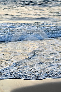 beach coast surf at sunset detail mediteran sea kalymnos greece