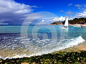 Beach coastline at carribian beach in dominican republic background