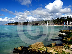 Beach coastline at carribian beach in dominican republic background