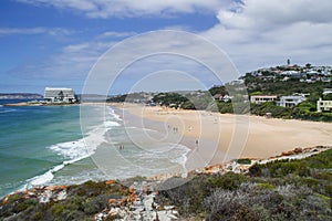 Beach and Coastline with Houses at Plettenberg Bay in South Africa