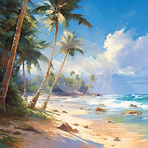 beach with coconut palm