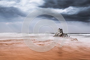 Beach between cold and warm