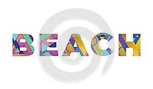 Beach Concept Retro Colorful Word Art Illustration