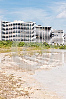 Beach from condominiums on tropical island