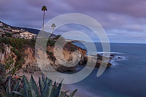 Beach cove at sunset in Laguna Beach, Southern California