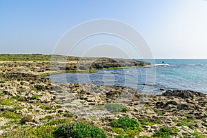 Beach, coves and sandstone cliffs in HaBonim Beach Nature Reserve