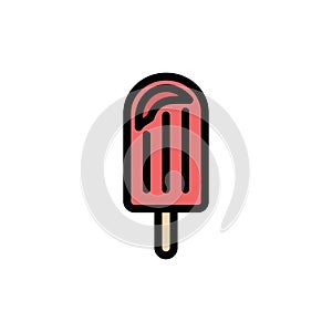 Beach, Cream, Dessert, Ice  Flat Color Icon. Vector icon banner Template