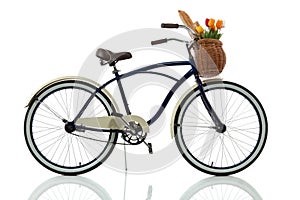 Beach cruiser with basket side view photo