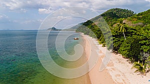 Beach with crystal clear water and blue sky at Koh Libong, Trang province, Thailand, Andaman Sea.