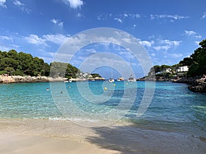 Beach with crystal water in Palma de Mallorca