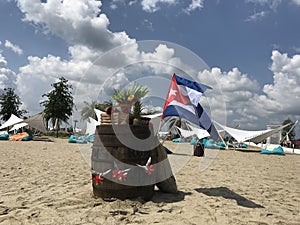 Beach in Cuba with clouds in the sky