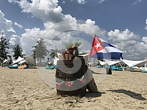 Beach in Cuba with clouds in the sky