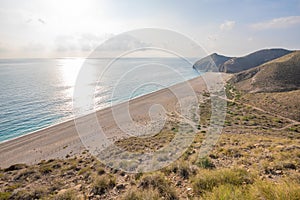 Beach of the Dead from top of mountain in Cabo de Gata Almeria