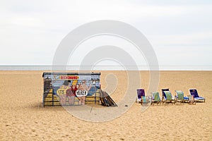 Beach Deck Chair Hut at British Seaside Resort