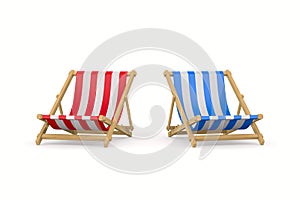 Beach deckchair on white background. Isolated 3D illustration