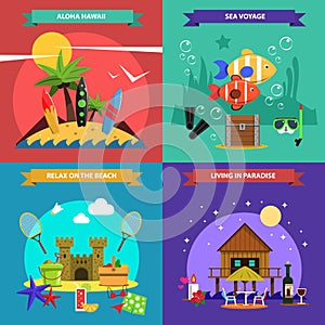 Beach Design Concept Set vector design illustration