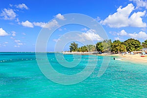 Beach at Doctor`s cave in Montego Bay Jamaica