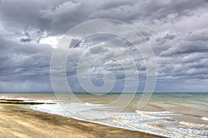 Beach, Dramatic Sky, Stormy Clouds