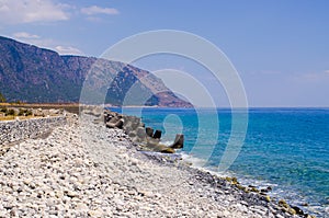 Beach at the end of Samaria Gorge, Crete, Greece