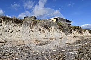 Beach erosion from Hurricane Matthew, Vilano Beach, Florida