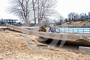 Beach erosion in Michigan state park