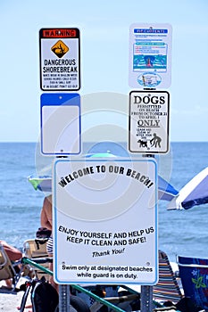 Beach Etiquette and Safety Sign photo