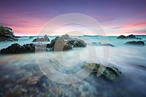 Beach during evening long exposure photograghy shot